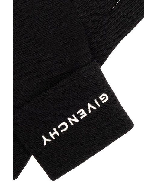 Givenchy Black Wool Gloves With Monogram for men