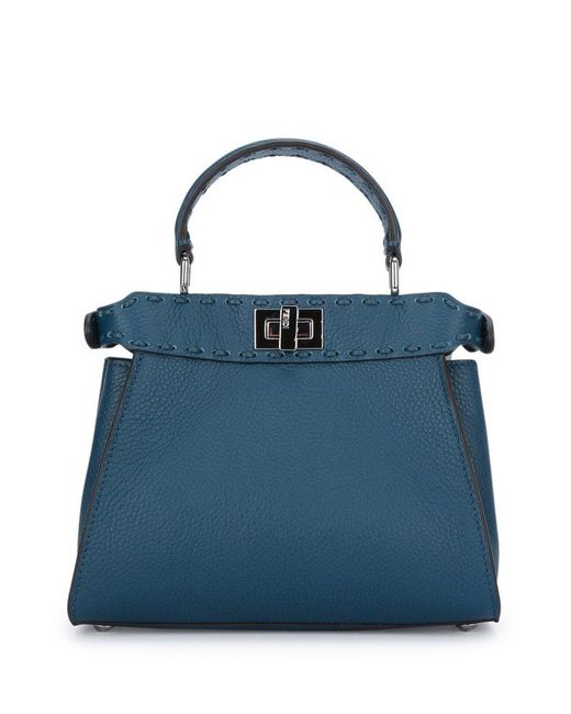 Fendi Blue Peekaboo Mini Tote Bag
