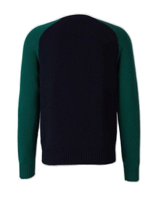 Valentino Blue Chez Logo Intarsia Crewneck Jumper for men