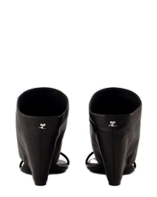 Courreges Black Oblique Wedged Mules