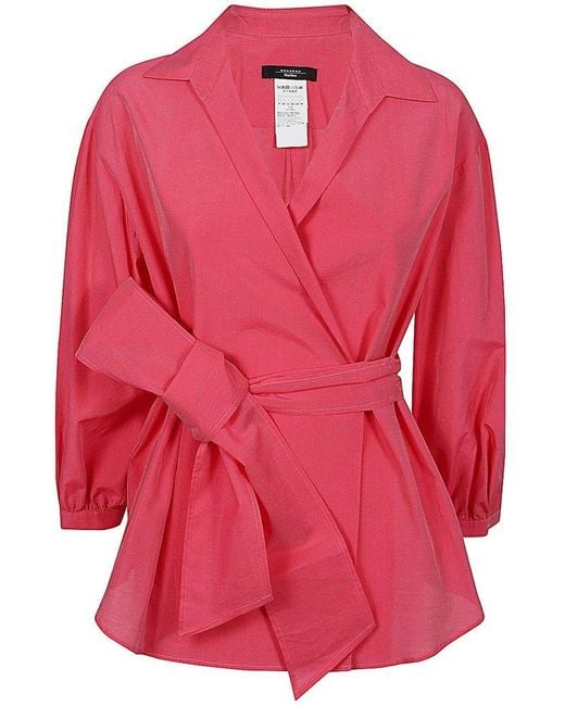 Weekend by Maxmara Red Belted Long-sleeved Shirt