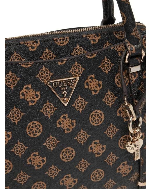 Guess Black Erica Monogram Top Handle Tote Bag