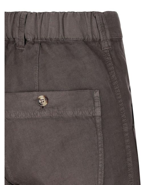 Brunello Cucinelli Brown Dyed Straight Leg Trousers for men