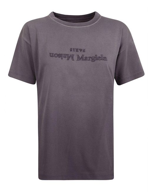 Maison Margiela Purple Logo Printed Crewneck T-shirt