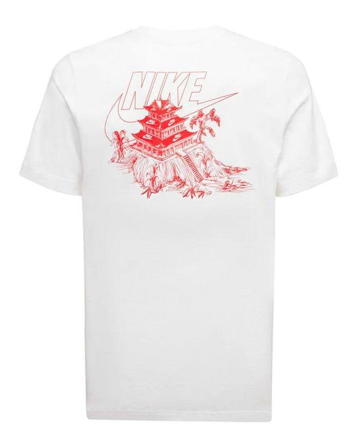Nike Cotton Sportswear Printed Crewneck T-shirt in White for Men | Lyst  Australia