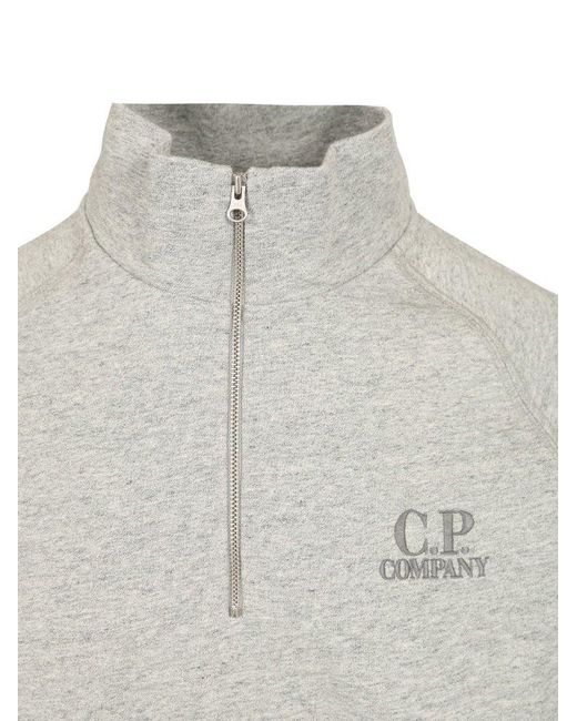 C P Company Gray Half Zip Pullover Sweater for men