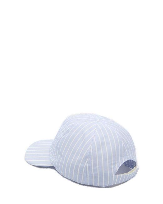 Dior White Logo Printed Striped Baseball Cap for men