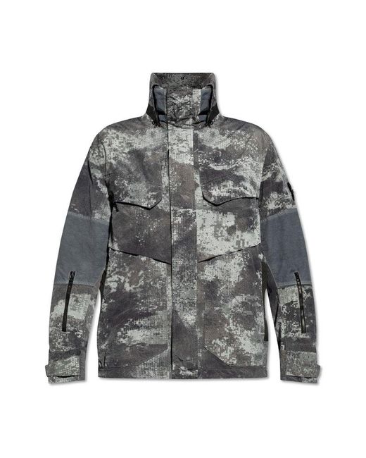 Stone Island Gray All-over Patterned Hooded Jacket for men