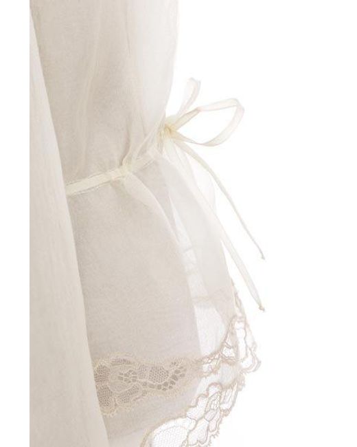 Prada White Single-breasted Intarsia-lace Oversized Coat