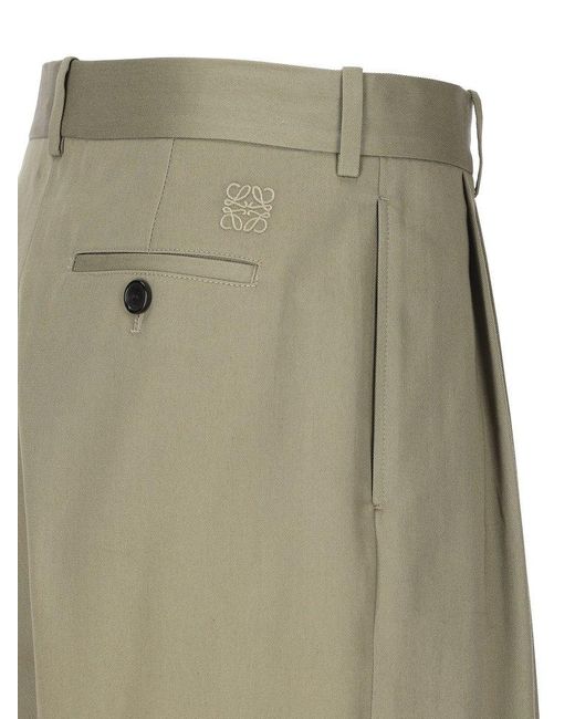Loewe Green Mid-rise Pleated Trousers for men