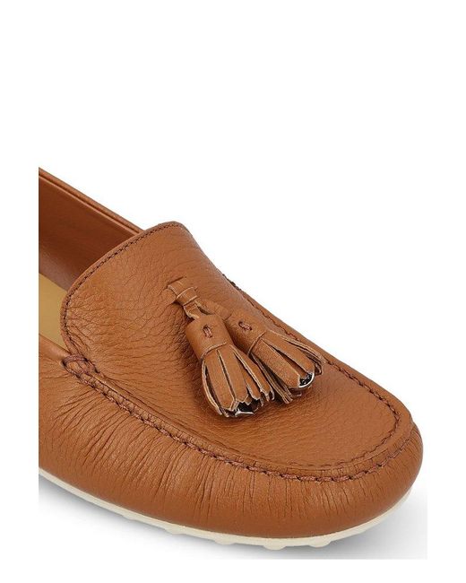 Loro Piana Brown Tassel-Detailed Round Toe Loafers