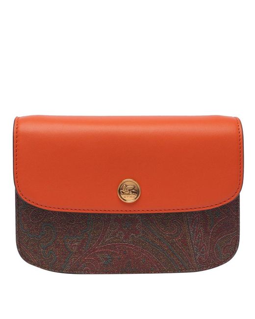 Etro Orange Essential Jacquard Foldover Top Crossbody Bag