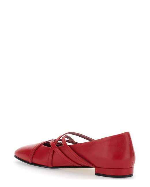 CAREL PARIS Red Eloise Buckled Flat Shoes