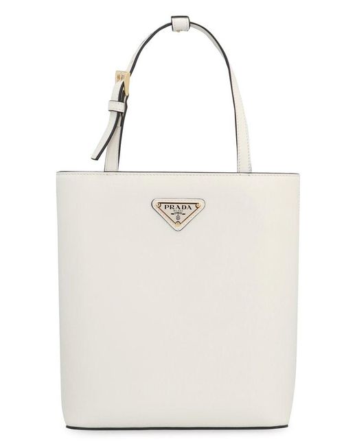 Prada Natural Triangle Logo-appliqué Top Handle Bag