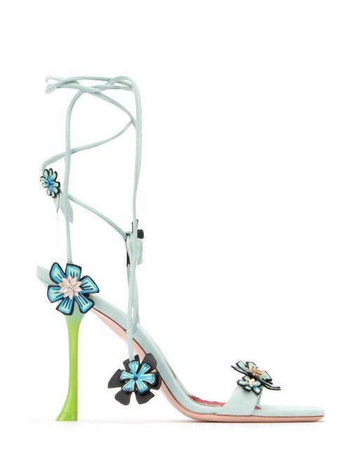 Roger Vivier White Blossom High Stiletto Heel Sandals
