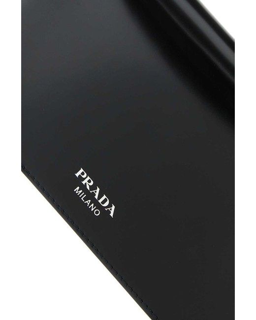 Prada Black Logo Printed Small Clutch Bag for men