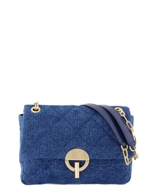 Vanessa Bruno Blue Large Quilted Moon Shoulder Bag