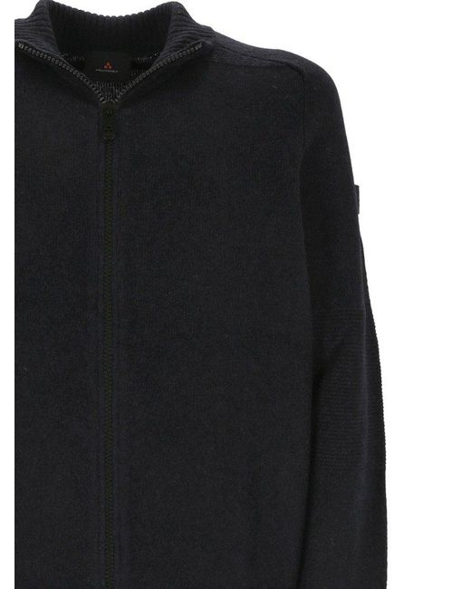 Peuterey Black Full-Length Zipped Stranded Cardigan for men