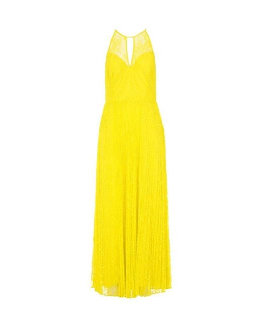 Twinset Yellow Full-Length Georgette Lace Gown