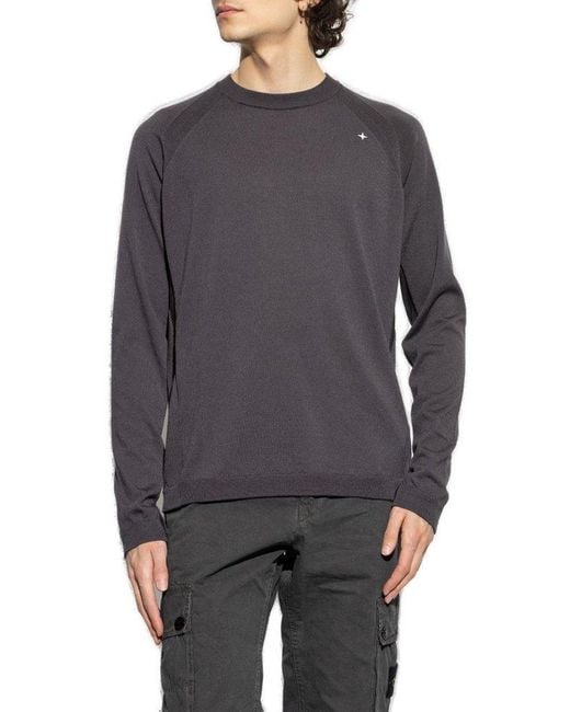 Stone Island Gray Sweater With Logo for men