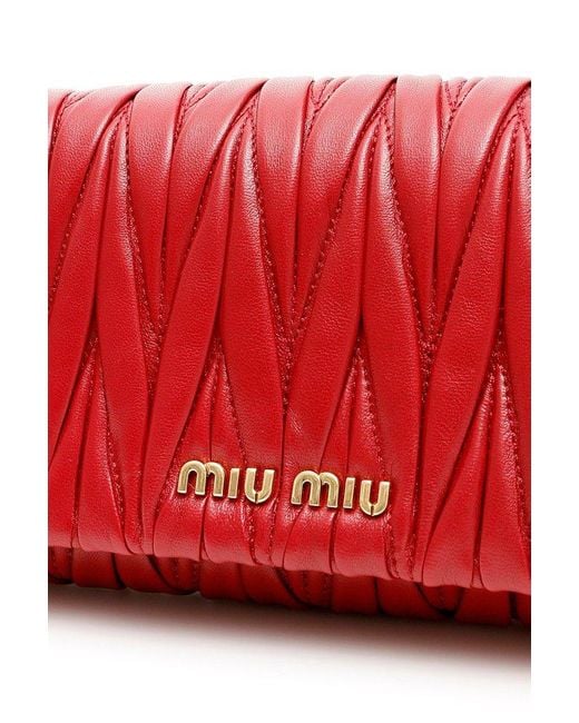 Miu Miu Red Matelassé Clutch Bag