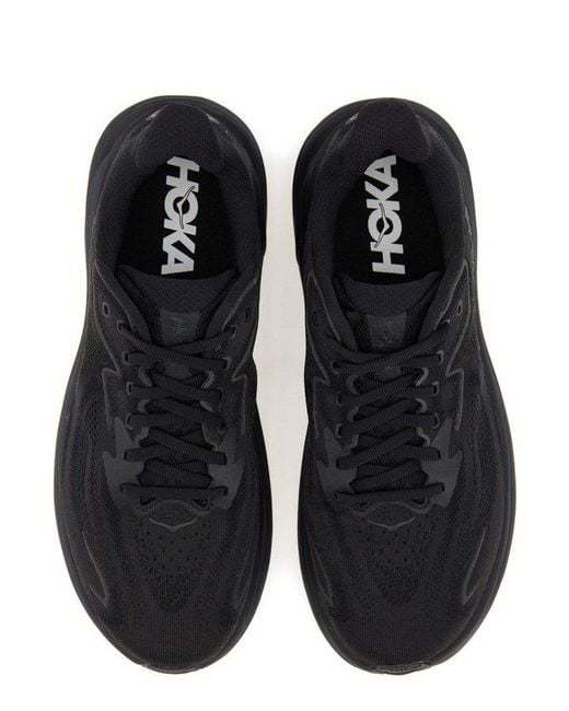 Hoka One One Black Clifton 10 Lace-Up Sneakers for men