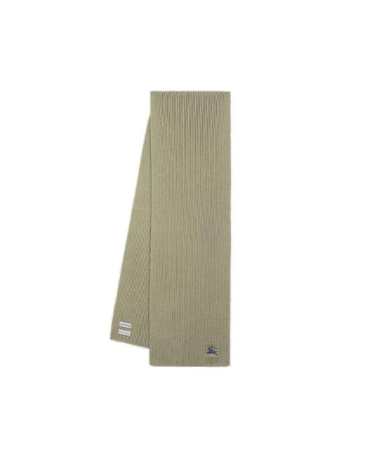 Burberry Green Logo Embroidered Ribbed-knit Scarf
