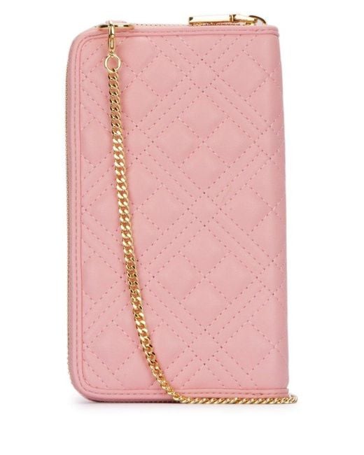 Love Moschino Pink Logo Plaque Chained Wallet