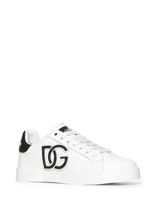 Dolce & Gabbana White Dg Logo Patch Sneakers