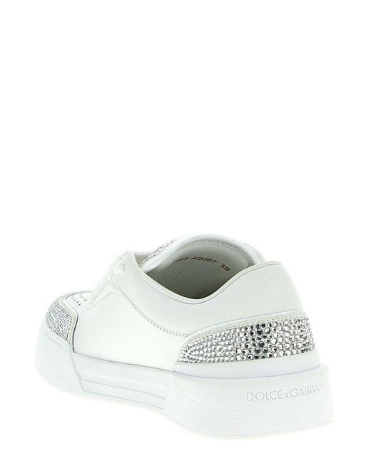 Dolce & Gabbana White New Roma Embellished Sneakers