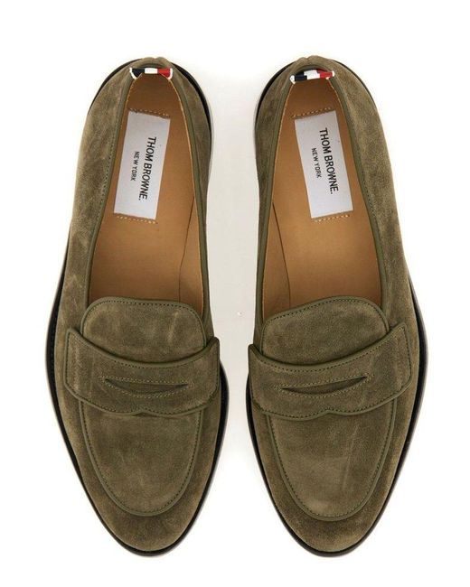 Thom Browne Green Rwb Striped Varsity Penny Loafers for men