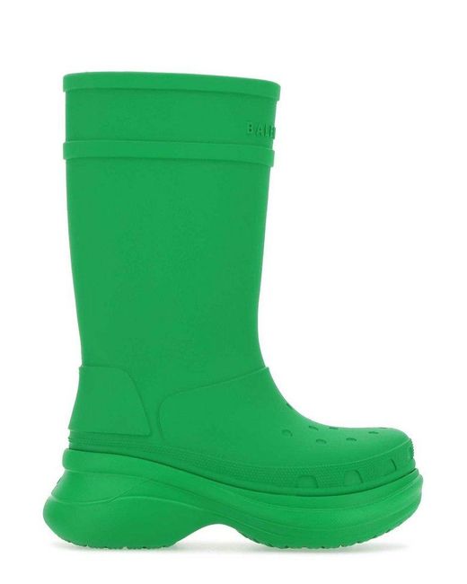 Balenciaga Green X Crocs Logo Debossed Boots