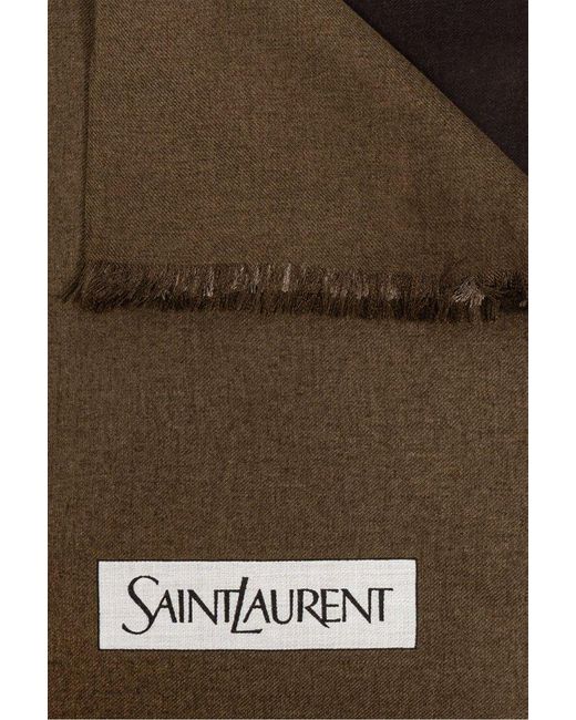 Saint Laurent Brown Logo Patch Square Scarf