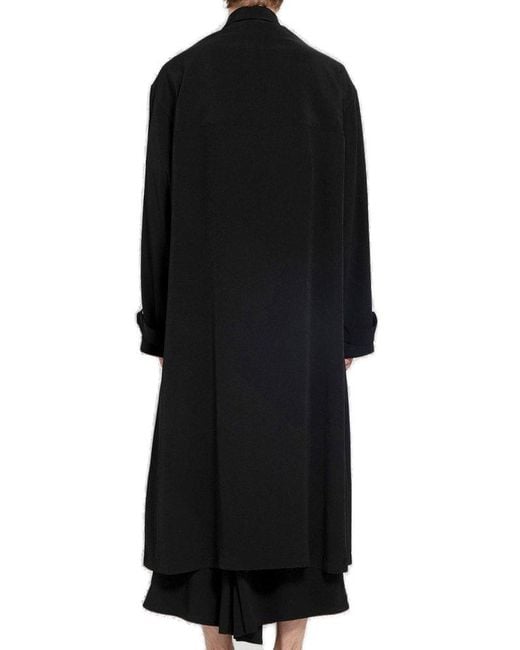Yohji Yamamoto Black Button-up Long Coat for men