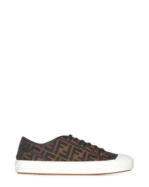 Fendi Synthetic Domino Ff Motif Jacquard Low-top Sneakers in Brown for ...
