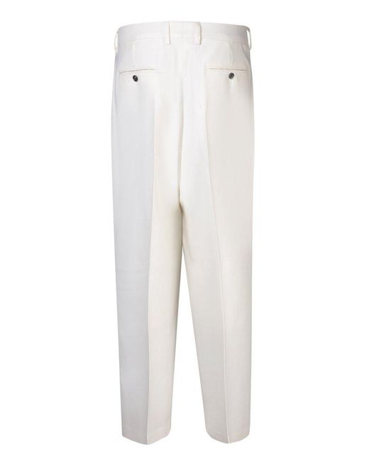 AMI White Straight Taupe Trousers for men