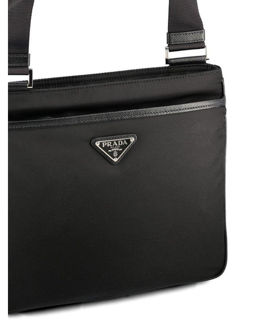 Prada logo plaque messenger bag sale