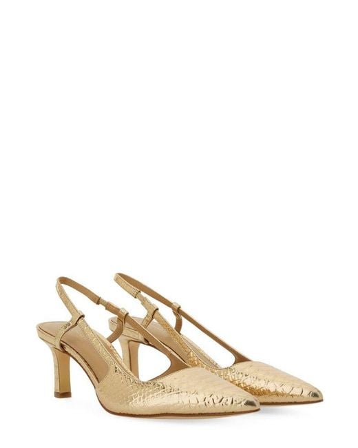 MICHAEL Michael Kors Natural Alora Metallic Embossed Slingback Pumps
