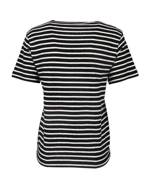 Saint Laurent★素敵！Blue Cotton Striped Crewneck T-shirt Saint Laurent Striped Tshirt in Blue for Men | Lyst