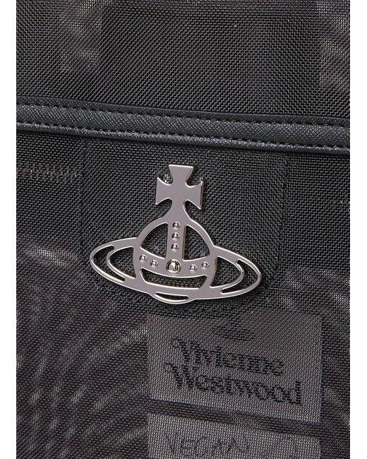 Vivienne Westwood Black Squire Orb Plaque Mesh Tote Bag for men