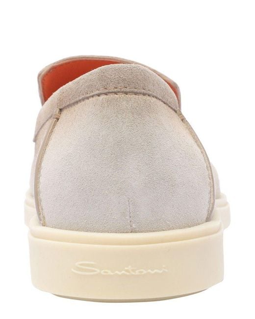 Santoni Natural Almond-toe Slip-on Loafers for men