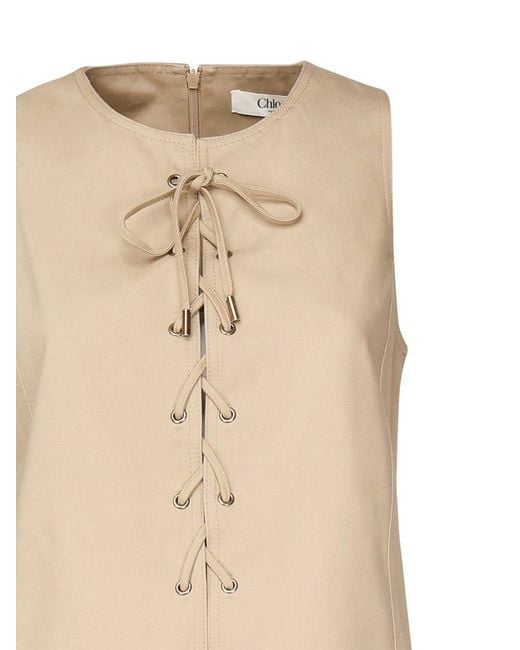 Chloé Natural Laced Sleeveless Mini Dress