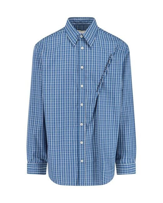 Y. Project Blue Evergreen Logo Embroidered Buttoned Shirt