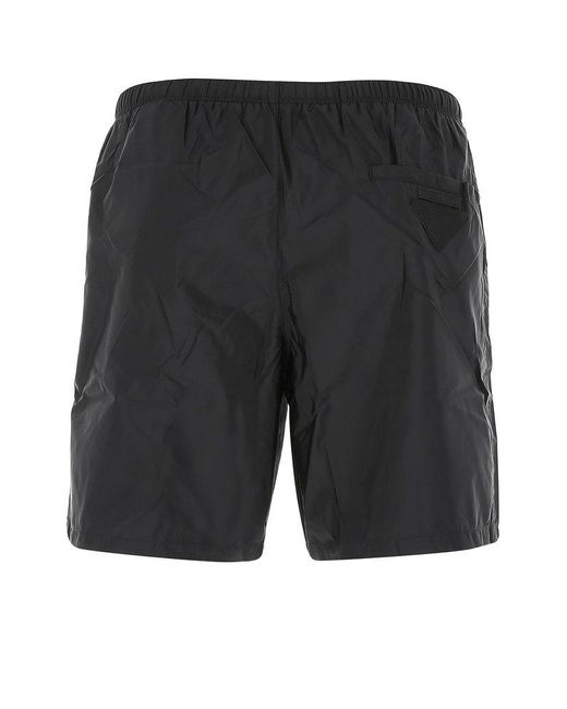 Prada Gray Triangle Logo Swim Shorts for men