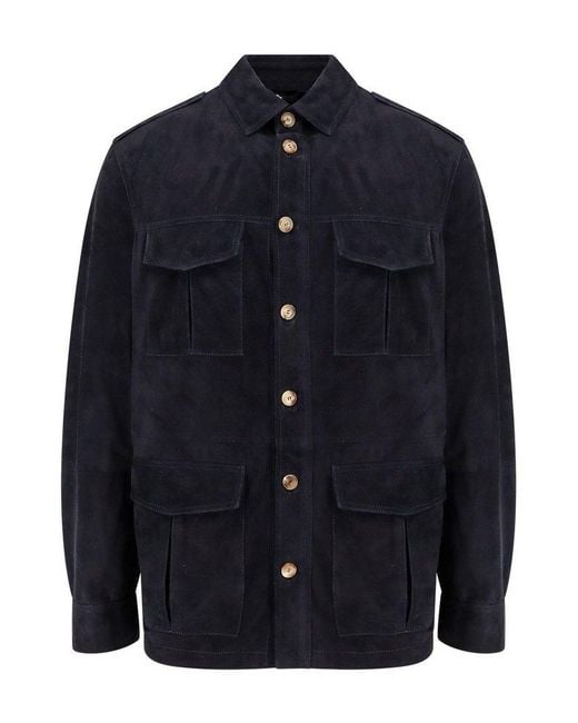 Brunello Cucinelli Blue Unlined Safari Jacket for men