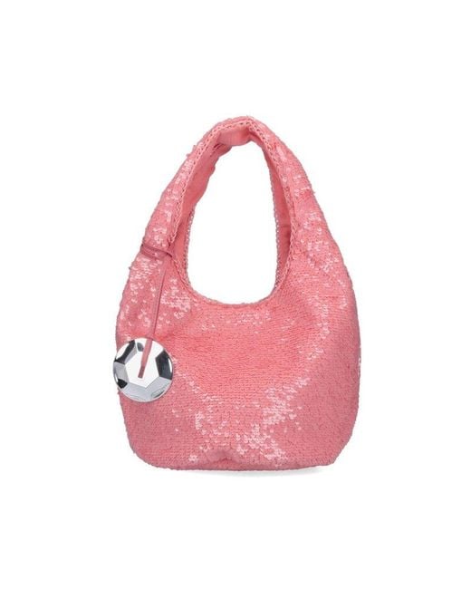 J.W. Anderson Pink Sequin Embellished Small Tote Bag