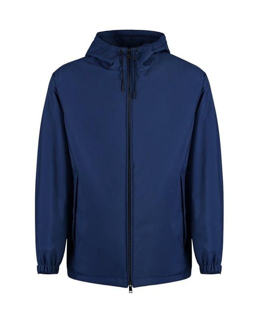 Zegna Blue Nylon Windbreaker-jacket for men