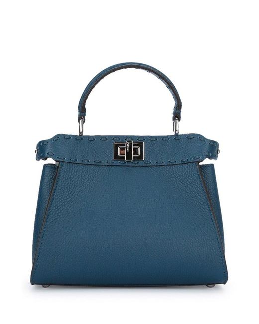 Fendi Blue Peekaboo Mini Tote Bag