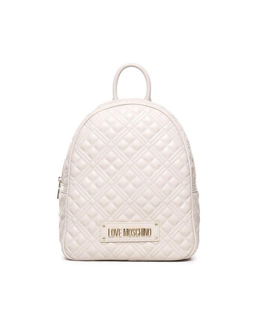Love Moschino White Quilted Backpack With Logo