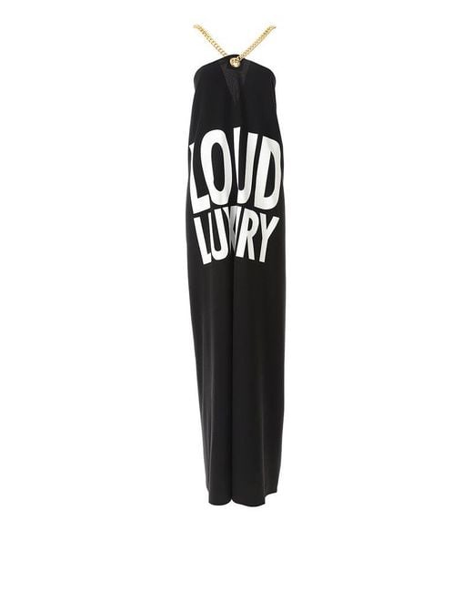 Moschino Black Loud Luruxy Printed Chain-halterneck Maxi Dress